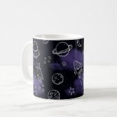 Whimsical Purple Outer Space Seamless Pattern Kaffeetasse (Vorderseite Links)