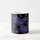 Whimsical Purple Outer Space Seamless Pattern Kaffeetasse (Mittel)