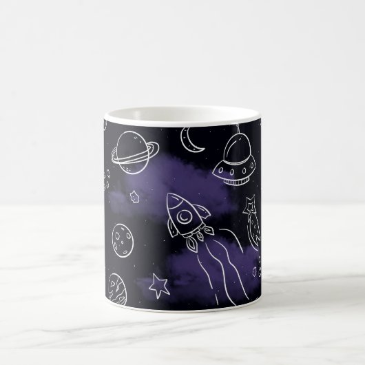 Whimsical Purple Outer Space Seamless Pattern Kaffeetasse (Mittel)