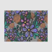 Whimsical Purple Peach Floral Doodle Art Pattern Seidenpapier (Vorderseite)