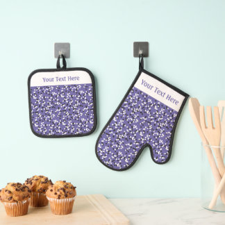 Whimsical Purple Polka Dot Doodles Pattern Ofenhandschuh & Topflappen-Set
