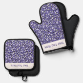Whimsical Purple Polka Dot Doodles Pattern Ofenhandschuh & Topflappen-Set (Vorderseite/Rückseite)