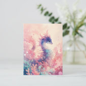 Whimsical Purple Seahorse in Pink Coral Postkarte (Stehend Vorderseite)