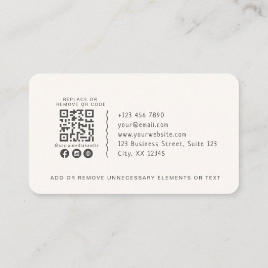 Whimsical, QR Code Event Planning Business Card Visitenkarte (Rückseite)