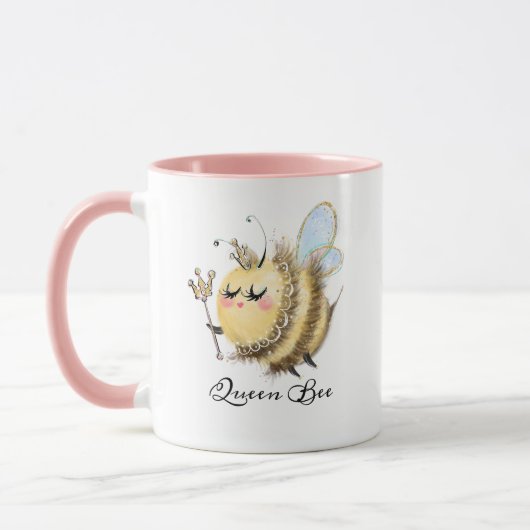 Whimsical Queen Bee mit Krone und Wand Tasse (Links)