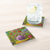 Whimsical Quill Teapot Landschaft Glasuntersetzer (Schrägansicht)