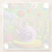 Whimsical Quill Teapot Landschaft Glasuntersetzer (Rückseite)