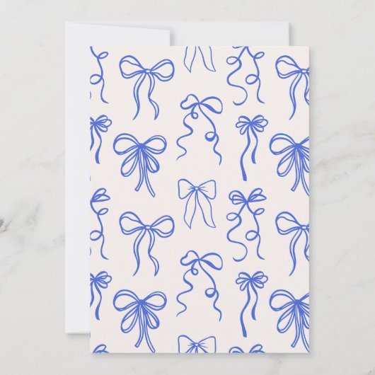 Whimsical Quirky Blue Bow Boy Baby Dusche Einladung (Rückseite)