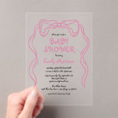 Whimsical Quirky Blush Pink Bow Baby Dusche Acryleinladungen (Insitu (Handheld))