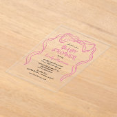 Whimsical Quirky Blush Pink Bow Baby Dusche Acryleinladungen (Ablage )