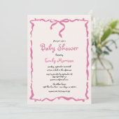 Whimsical Quirky Blush Pink Bow Baby Dusche Einladung (Stehend Vorderseite)