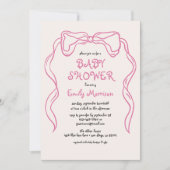 Whimsical Quirky Blush Pink Bow Baby Dusche Einladung (Vorderseite)