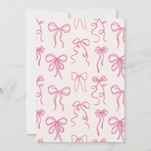 Whimsical Quirky Blush Pink Bow Baby Dusche Einladung (Rückseite)