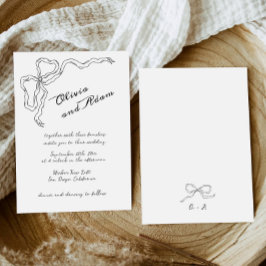 Whimsical Quirky Bow Handwriting Elegant Wedding Einladung