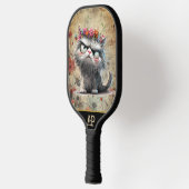 *~* Whimsical Quirky Cat AP68 Floral 2 FOTO Pickleball Schläger (Links)
