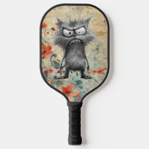 *~* Whimsical Quirky Cat AP68 Floral 5 FOTO Pickleball Schläger