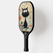 *~* Whimsical Quirky Cat AP68 Floral 9 FOTO Pickleball Schläger (Links)