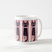 Whimsical Quirky Doodle Black Cat Zeichnend Kaffeetasse (VorderseiteRechts)