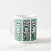 Whimsical Quirky Doodle Cat Zeichnend Kaffeetasse (Vorderseite Links)