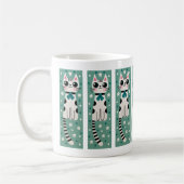 Whimsical Quirky Doodle Cat Zeichnend Kaffeetasse (Links)