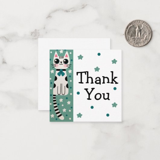 Whimsical Quirky Doodle Cat Zeichnend Mitteilungskarte (Vorderseite/Rückseite Beispiel)