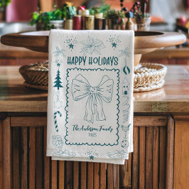 Whimsical Quirky Doodle Holiday Geschirrtuch