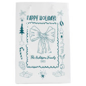 Whimsical Quirky Doodle Holiday Mittlere Geschenktüte (Vorderseite)