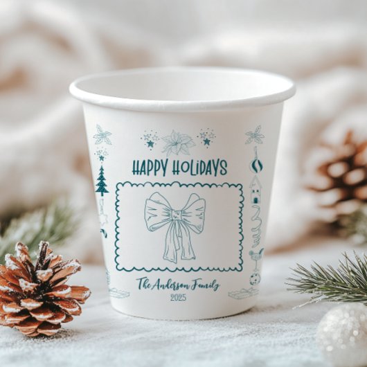 Whimsical Quirky Doodle Holiday Pappbecher