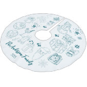 Whimsical Quirky Doodle Holiday Polyester Weihnachtsbaumdecke (Schrägansicht)