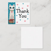 Whimsical Quirky Doodle White Cat and Books Mitteilungskarte (Vorne/Hinten)