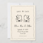 Whimsical Quirky Dove Hand Save the Date gezogen (Vorderseite)