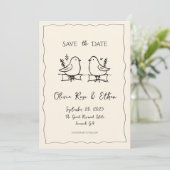 Whimsical Quirky Dove Hand Save the Date gezogen (Stehend Vorderseite)