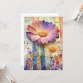 Whimsical Quirky fröhliche Blume Hallo Flat Karte (Vorderseite/Rückseite Beispiel)