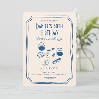 Whimsical Quirky Funky Handwritting 50. Geburtstag Einladung