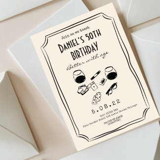 Whimsical Quirky Funky Handwritting 50. Geburtstag Einladung