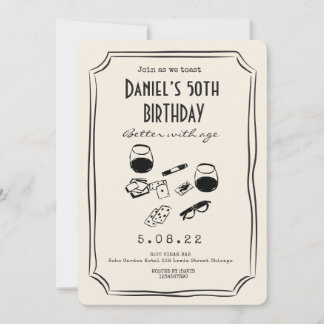 Whimsical Quirky Funky Handwritting 50. Geburtstag Einladung