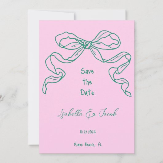 Whimsical Quirky Hand Drage Bow Save the Date Einladung (Vorderseite)