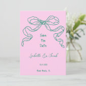 Whimsical Quirky Hand Drage Bow Save the Date Einladung (Stehend Vorderseite)