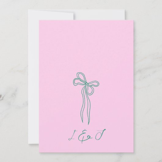 Whimsical Quirky Hand Drage Bow Save the Date Einladung (Rückseite)