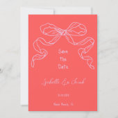 Whimsical Quirky Hand Dragon Red Bow Save the Date Einladung (Vorderseite)