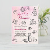 Whimsical Quirky Hand Drawing Brautparty Einladung (Stehend Vorderseite)