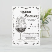 Whimsical Quirky Hand Drawing Cocktail Brautparty Einladung (Stehend Vorderseite)