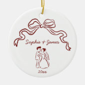 Whimsical Quirky Hand Drawn Bow Hochzeit Weihnacht Keramik Ornament (Vorne)