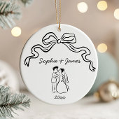 Whimsical Quirky Hand Drawn Bow Hochzeit Weihnacht Keramik Ornament