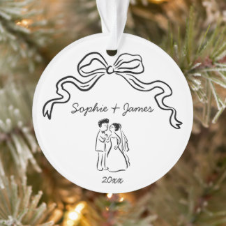 Whimsical Quirky Hand Drawn Bow Hochzeit Weihnacht Ornament
