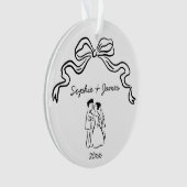 Whimsical Quirky Hand Drawn Bow Hochzeit Weihnacht Ornament (Vorderseite)