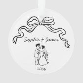 Whimsical Quirky Hand Drawn Bow Hochzeit Weihnacht Ornament (Rückseite)