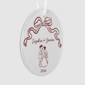 Whimsical Quirky Hand Drawn Bow Hochzeit Weihnacht Ornament (Vorderseite)