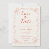 Whimsical Quirky Hand Drawn Bow Orange Save The Date (Vorderseite)
