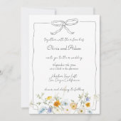 Whimsical Quirky Hand Drawn Bow Wildblume Hochzeit Einladung (Vorderseite)